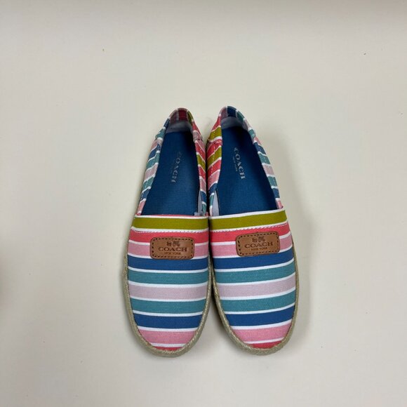 NEW Coach Striped Colorful Canvas Espadrilles Shoes Sz 6 - Picture 5 of 6